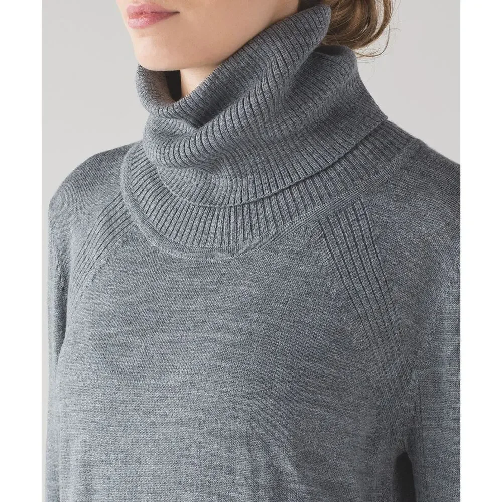 Lululemon Sweat And Savasana Sweater Heathered Medium Grey Merino Wool Cashfeel